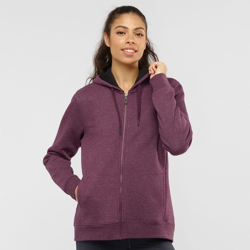 SALOMON ESSENTIAL WARM SALOMON Philippines - Women's Hoodie - Burgundy | 168432-YKJ